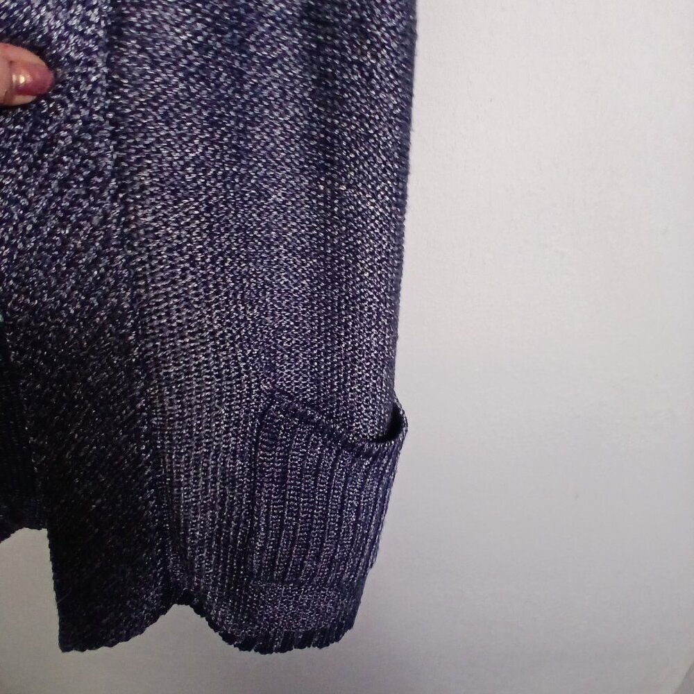 UGC Chico's Navy Blue Metallic Sleeveless Cardigan Sweater Size 3X - Picture 3 of 8